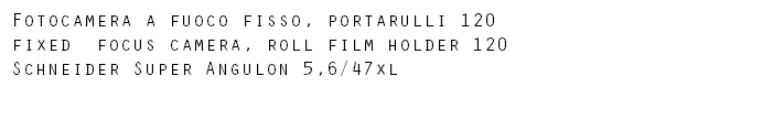 Fotocamera a fuoco fisso, portarulli 120 fixed focus camera, roll film holder 120 Schneider Super Angulon 5,6/47xl